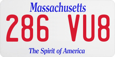 MA license plate 286VU8