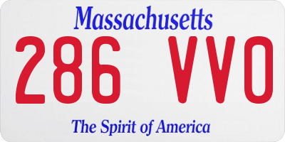 MA license plate 286VV0