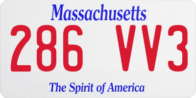 MA license plate 286VV3