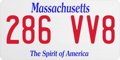 MA license plate 286VV8