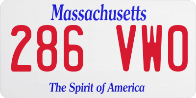 MA license plate 286VW0