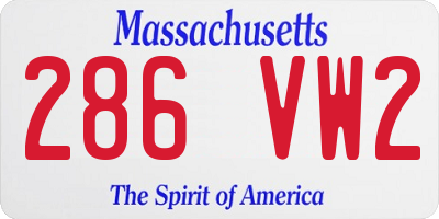 MA license plate 286VW2