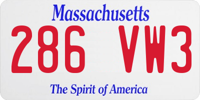 MA license plate 286VW3