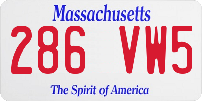 MA license plate 286VW5
