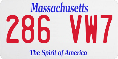 MA license plate 286VW7