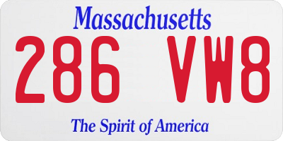 MA license plate 286VW8