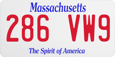 MA license plate 286VW9