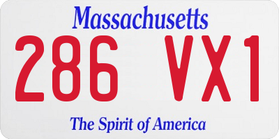 MA license plate 286VX1