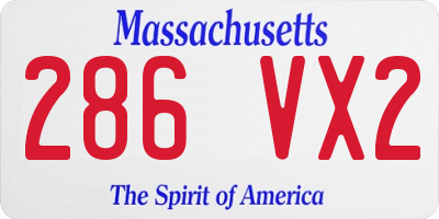 MA license plate 286VX2