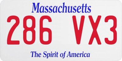 MA license plate 286VX3