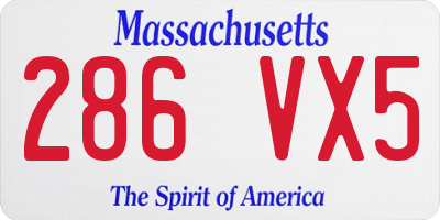 MA license plate 286VX5