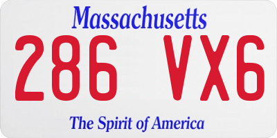 MA license plate 286VX6