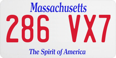 MA license plate 286VX7