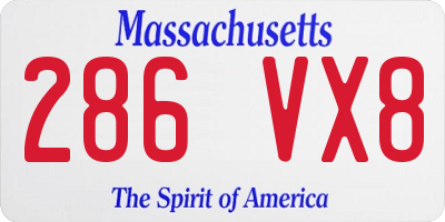 MA license plate 286VX8