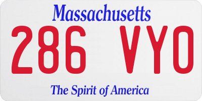 MA license plate 286VY0