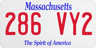 MA license plate 286VY2