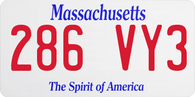 MA license plate 286VY3