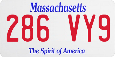 MA license plate 286VY9