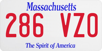 MA license plate 286VZ0