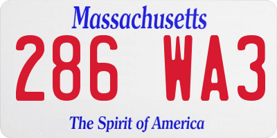 MA license plate 286WA3