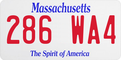 MA license plate 286WA4