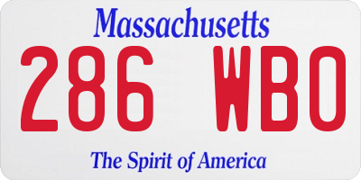 MA license plate 286WB0