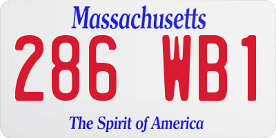 MA license plate 286WB1
