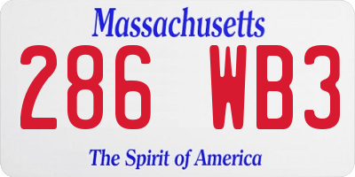 MA license plate 286WB3