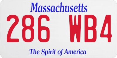MA license plate 286WB4