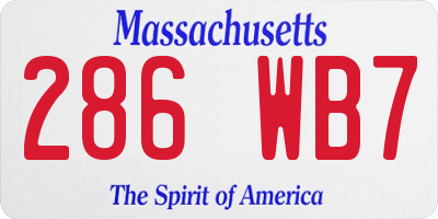 MA license plate 286WB7