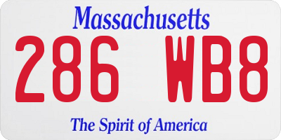 MA license plate 286WB8