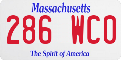 MA license plate 286WC0