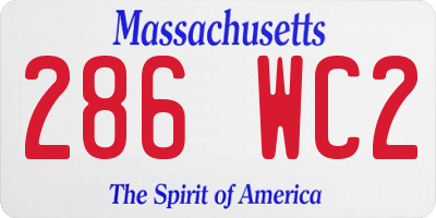 MA license plate 286WC2