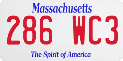 MA license plate 286WC3