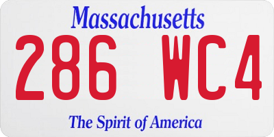 MA license plate 286WC4