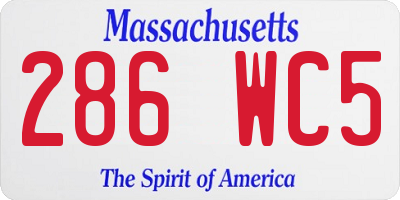 MA license plate 286WC5