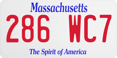 MA license plate 286WC7