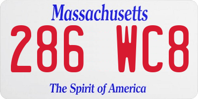 MA license plate 286WC8