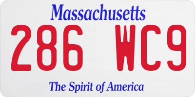 MA license plate 286WC9
