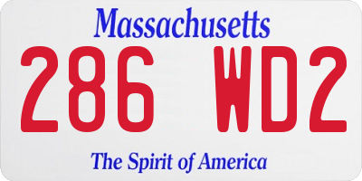 MA license plate 286WD2