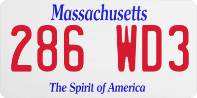 MA license plate 286WD3