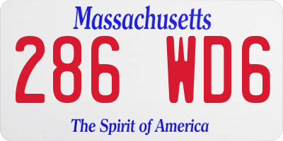 MA license plate 286WD6