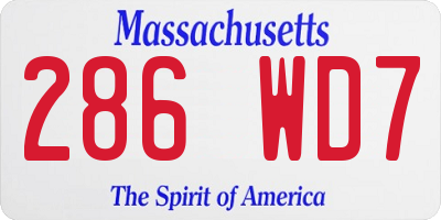 MA license plate 286WD7