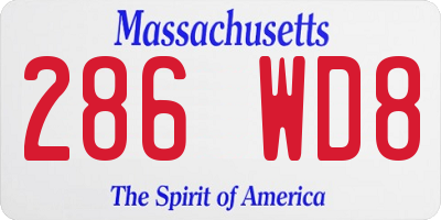 MA license plate 286WD8