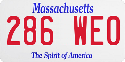 MA license plate 286WE0