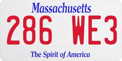 MA license plate 286WE3
