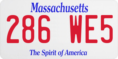 MA license plate 286WE5