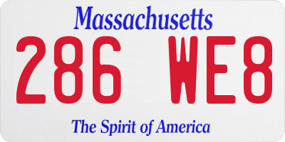 MA license plate 286WE8