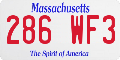 MA license plate 286WF3