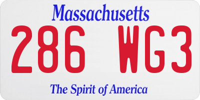 MA license plate 286WG3